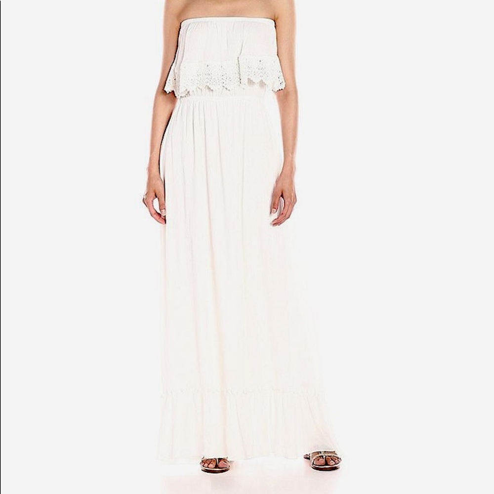 Misa Strapless Ruffle Trim Maxi